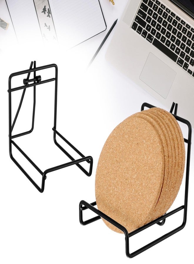 xozeooeu 8 Pack Black Metal Coaster Holders, Stand & Storage Caddy for Round and Square Coasters, Minimalist Design - Image 5